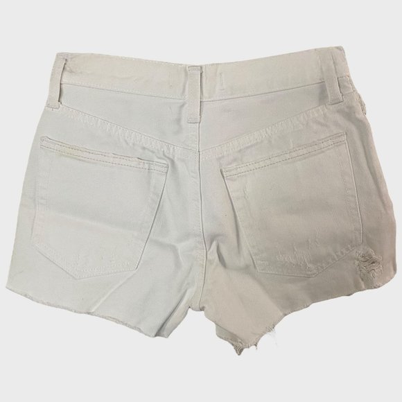We The Free Jean Shorts Womens Size 24 White Denim Distressed Raw Hem Cut-Off - Picture 3 of 8